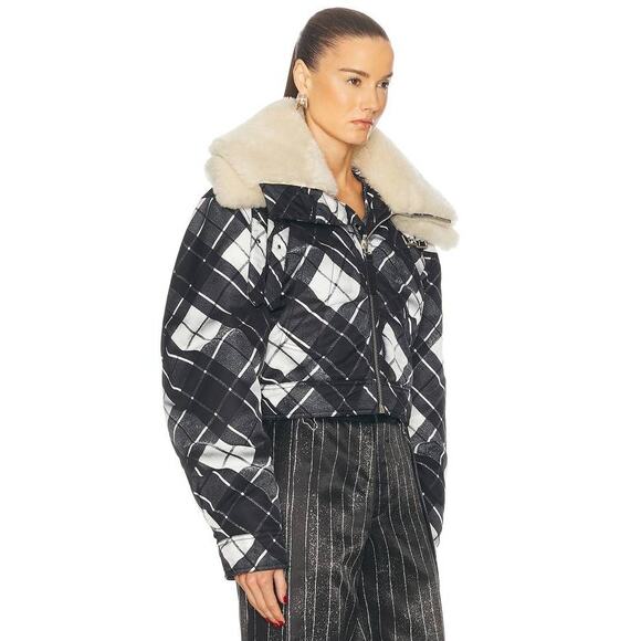 Jean Paul Gaultier Distorted Tartan Double Shearling Aviator Jacket Coat S - Picture 2 of 5